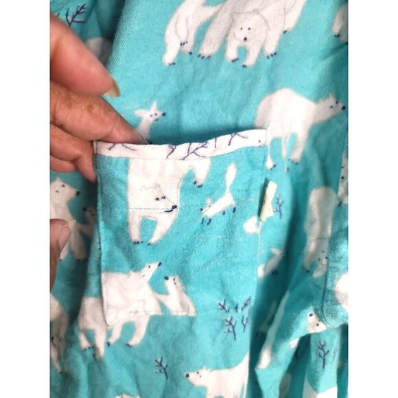 Munki Munki Fleece Pajama Set Polar Bear Print Turquoise Long Sleeve Top & Pants - Picture 15 of 16